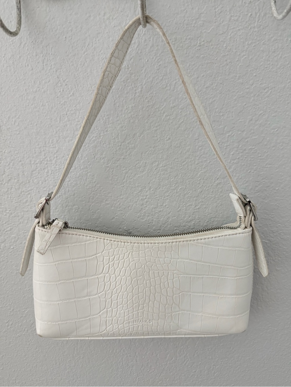 Na-Kd Off-White Croc-Embossed Shoulder Purse